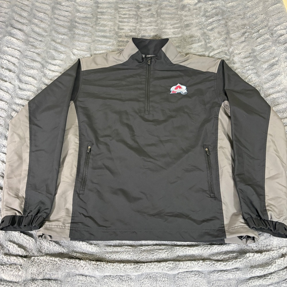 PING Colorado Avalanche NHL Mens Medium 1/4 Zip Pullover Jacket Black Gray AT450